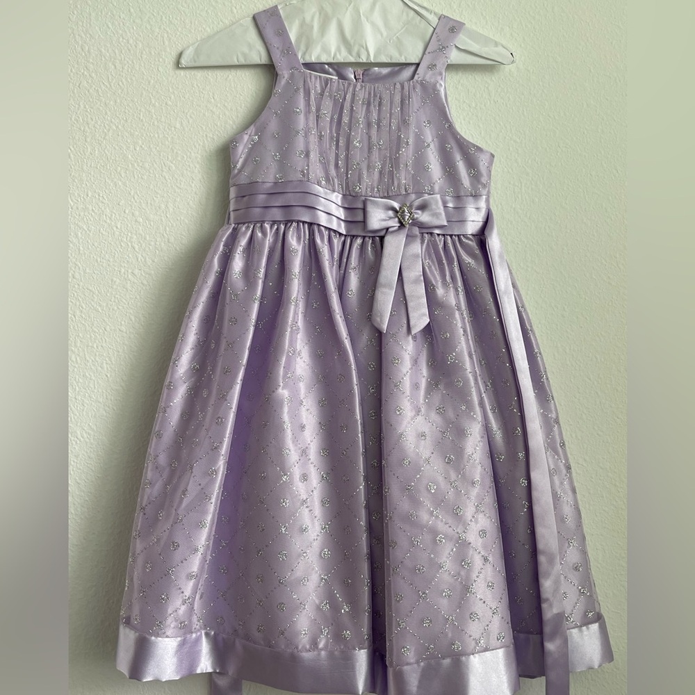 Love Lavender Formal Kids Dress with Ribbon